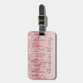 Étiquette À Bagage Girly Glam Blush Rose Gold Parties scintillant Dri (Devant Vertical)