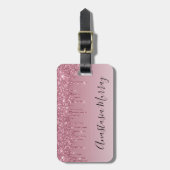 Étiquette À Bagage Girly & Glam Purple Rose Gold Parties scintillant  (Devant Vertical)