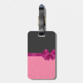 Étiquette À Bagage Girly Modern Chic Stripes, Chat Personnalisé (Dos Vertical)