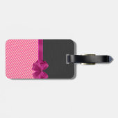 Étiquette À Bagage Girly Modern Chic Stripes, Chat Personnalisé (Dos horizontal)