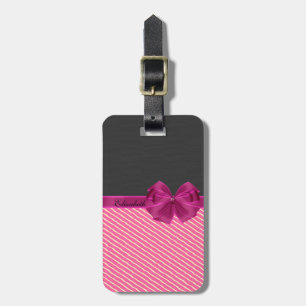 Étiquette À Bagage Girly Modern Chic Stripes Personnalisées