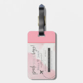 Étiquette À Bagage Girly Pink Pack You Sacs Mariage Enregistrer La Da (Dos Vertical)