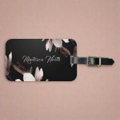 Étiquette À Bagage Girly Pretty Flowers Monogramme Nom Typographie