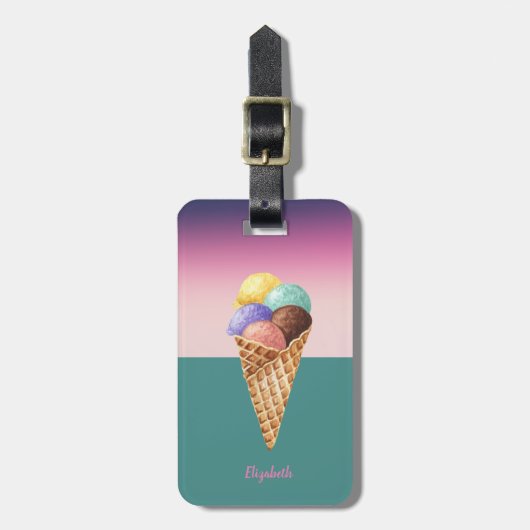 Étiquette À Bagage Glace aquarelle colorée cool (Devant Vertical)
