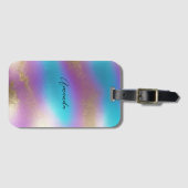 Étiquette À Bagage Glam arc-en-ciel Iridescendant (Devant Horizontal)