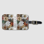 Étiquette À Bagage Glam Champagne Or Rouge Fleurs blanches (Devant Horizontal)