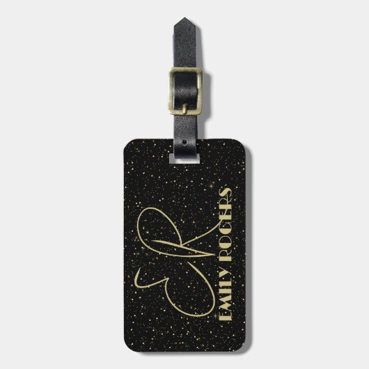 Étiquette À Bagage Glam Gold parties scintillant scintille sur arrièr (Devant Vertical)