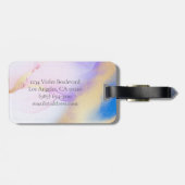 Étiquette À Bagage Glam Lilac Gold Abstrait Peinture Élégant Monogram (Dos horizontal)