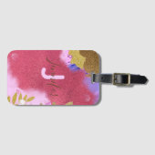 Étiquette À Bagage Glam Moderne Rose Or Pailleté Faux Abstrait (Devant Horizontal)