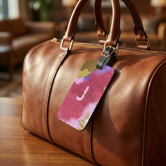 Étiquette À Bagage Glam Moderne Rose Or Pailleté Faux Abstrait