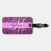 Étiquette À Bagage Glam Pink & Purple Parties scintillant Sparkings N (Dos horizontal)