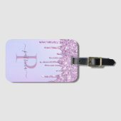 Étiquette À Bagage Glam Purple Parties scintillant Drives Élégant Mon (Devant Horizontal)