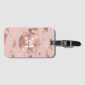 Étiquette À Bagage Glam Rose Gold Blush Abstrait (Devant Horizontal)