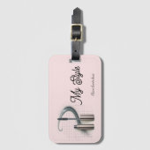 Étiquette À Bagage Glam Rose Gold Metallic Mascara Design (Devant Vertical)