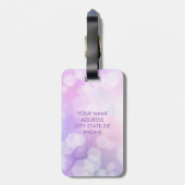 Étiquette À Bagage Glamore violet étincelle Bokeh - Monogramme (Dos Vertical)