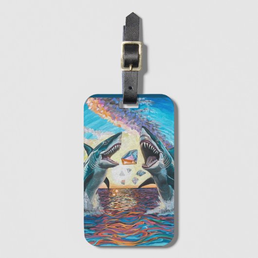 Étiquette À Bagage Glamour Chomp-Shark Dressage pour les gemmes brill (Devant Vertical)