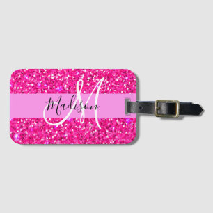 Étiquette À Bagage Glamour Fille Chaude Paillettes Rose Pailletée Mon