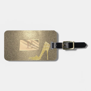 Étiquette À Bagage Glitter Cool, Talon Haut , Monogramme-Personnalisé