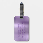 Étiquette À Bagage Glitter Lumière Violet Huile Fancy Monogramme (Dos Vertical)