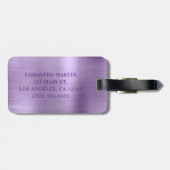 Étiquette À Bagage Glitter Lumière Violet Huile Fancy Monogramme (Dos horizontal)