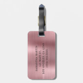 Étiquette À Bagage Glitter Pink Foil Fancy Monogramme (Dos Vertical)
