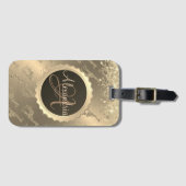 Étiquette À Bagage Glitterie Giraffes sur Glitzy Gold Monogramme (Devant Horizontal)