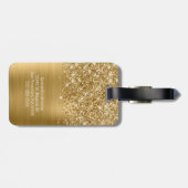 Étiquette À Bagage Glittery Gold Glam Nom du script (Dos horizontal)