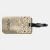 Étiquette À Bagage Glittery Pale Gold Glam Script Name (Dos horizontal)