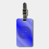 Étiquette À Bagage Globe de la ligne bleue mince (Devant Vertical)