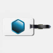 Étiquette À Bagage Glossy Blue Hexagon Icon Modern Geometric (Dos horizontal)