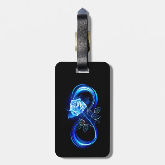Étiquette À Bagage Glowing infinity with blue rose (Dos Vertical)