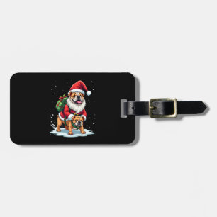 Étiquette À Bagage Gnome à cheval sur un bouledogue anglais Noël Xmas