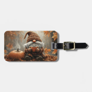 Étiquette À Bagage Gnome adorable avec cacao chaud à côté d'un citrou