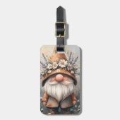 Étiquette À Bagage Gnome de Fleur Whimsical : Adorable aquarelle Art (Devant Vertical)