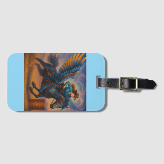 Étiquette À Bagage Go Fast! Barrel Racer And Winged Horse (Devant Horizontal)