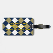 Étiquette À Bagage Gold bleu et blanc (Dos horizontal)