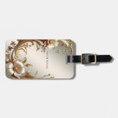Étiquette À Bagage Gold Floral Luggage Tag (Devant horizontal)