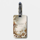 Étiquette À Bagage Gold Floral Luggage Tag (Dos Vertical)