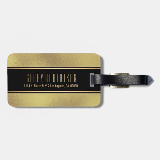 Étiquette À Bagage Gold foil iridescent background (Dos horizontal)