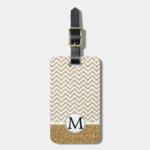 Étiquette À Bagage Gold Glam Faux Parties scintillant Chevron (Devant Vertical)