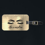 Étiquette À Bagage Gold Glitter Sparkle Eyelashes Monogram<br><div class="desc">Parties scintillant d'étincelle métallique à l'huile d'or Brossé Monogramme en métal Nom et cils initiaux (cils),  Extensions d'éjaculation et yeux Bagage Bag Tag. Le design fait le cadeau parfait pour 16 ans,  mariage,  douche nuptiale,  anniversaire,  baby shower ou bachelorette pour quelqu'un à la recherche d'un style cool tendance.</div>