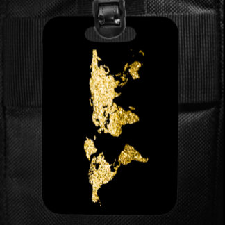 Étiquette À Bagage Gold Globe World Map Nom d'adresse Elegant