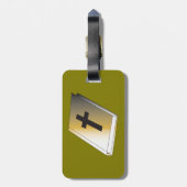 Étiquette À Bagage Gold Holy Bible with Black Cross Religious (Dos Vertical)