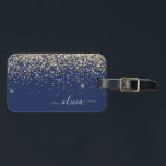 Étiquette À Bagage Gold Navy Blue Girl Parties scintillant étincelant<br><div class="desc">Parties scintillant d'étincelle bleu or et marine Nom du monogramme et Coussin initial. La coussin fait le cadeau parfait pour 16 ans,  mariage,  douche nuptiale,  baby shower ou bachelorette pour quelqu'un décorant sa chambre dans le style.</div>