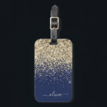 Étiquette À Bagage Gold Navy Blue Girl Parties scintillant étincelant<br><div class="desc">Parties scintillant d'étincelle bleu or et marine Nom du monogramme et Coussin initial. Le sac à bagage marque le cadeau parfait pour 16 ans,  mariage,  douche nuptiale,  baby shower ou bachelorette cadeau pour quelqu'un décorant sa chambre dans le style.</div>