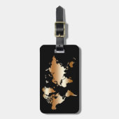 Étiquette À Bagage Gold Rose Carte du monde Faux Professionnel Chic V (Devant Vertical)