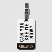 Étiquette À Bagage Gold Simple Nom personnalisé Modern Bold Funny (Devant Vertical)