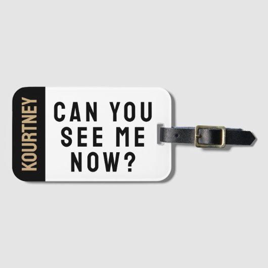 Étiquette À Bagage Gold Simple Nom personnalisé Modern Bold Funny (Devant Horizontal)