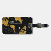 Étiquette À Bagage Gold World Map Élégant Voyage international (Dos horizontal)