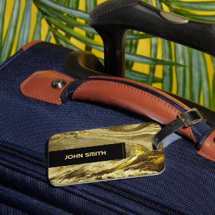 Étiquette À Bagage Golden Glittery Texture Luxury Motif Monogramme